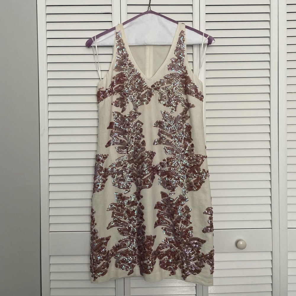 EEUC jcrew linen sequin shift dress